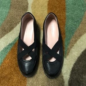 Leather criss cross slip on shoes 6